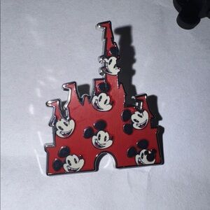 Disney Hidden Mickey Disney Castle Pin 2025 red with mickey faces